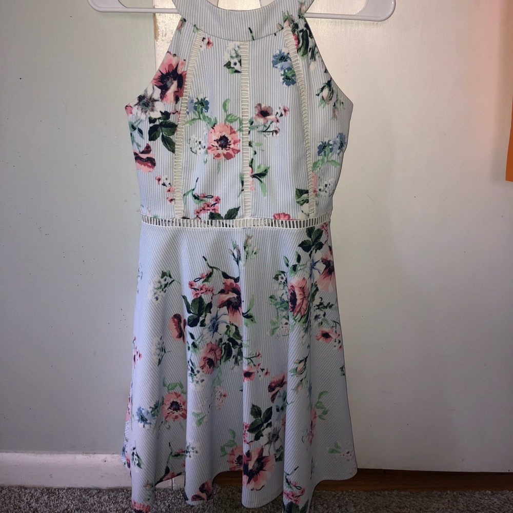 Crystal Doll Women’s Flower and Striped Dress
